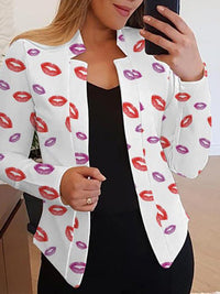 Heidi-Mode | Damen Blazer Lässig Gedruckt Lange Ärmel Kleine Blazer – Weiß