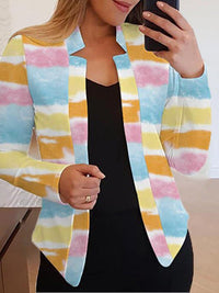 Heidi-Mode | Damen Blazer Lässig Gedruckt Lange Ärmel Kleine Blazer – Mehrfarbig
