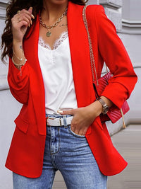 Heidi-Mode | Damen Blazer Ol Professionell Slim Langarm Blazer – Rot