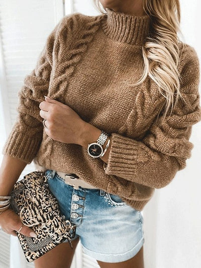 Lerana | Klassischer Strickrollkragenpullover mit Zopfmuster