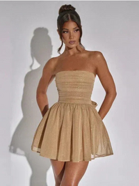 Wunderschönes Glitzer-Cocktailkleid für Damen | Mini – Khaki