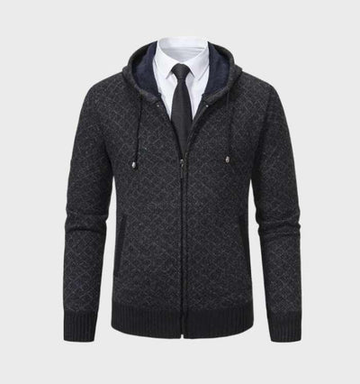 Xsander | Einfache Argyle Jacke mit Kapuze und durchgehender Reißverschluss für Herren