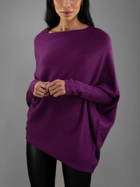 Xanthe | Damen Asymmetrischer Off-Shoulder Pullover – Lila