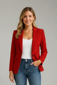 Xenia | Damen Roter Blazer mit Kerbe Revers – Rot