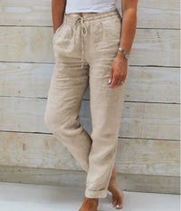 AURELIA - WEITE LEINENHOSE – Khaki