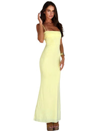 Marriane - Spaghetti-Träger-Maxikleid – Gelb
