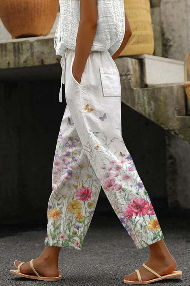 Heidi-Mode | Casual Unique Printed Button Pocket Pants