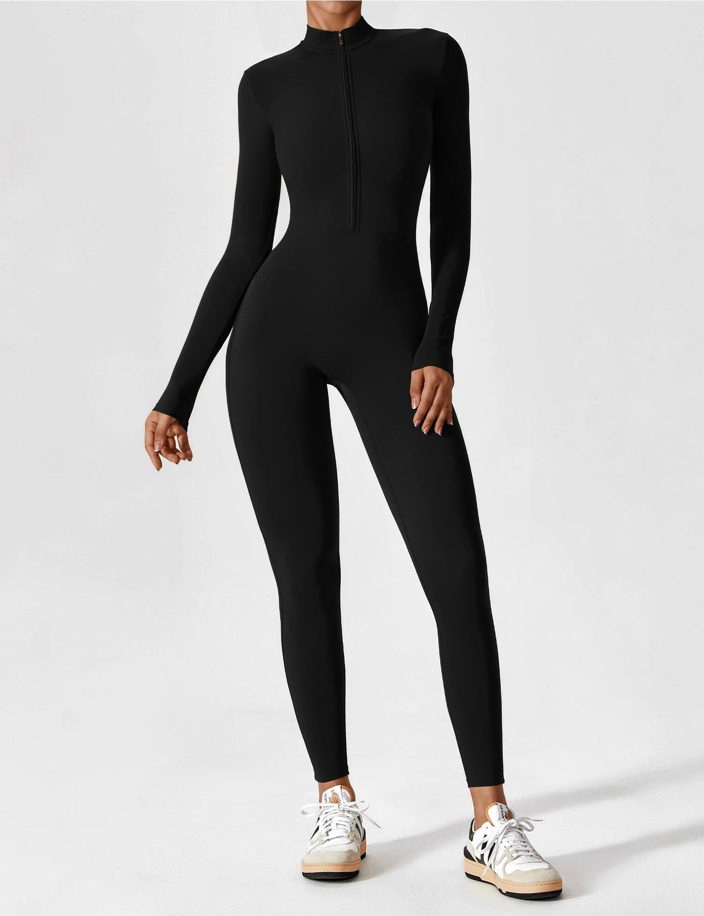 Stefanie - Langarm-Reißverschluss-Jumpsuit