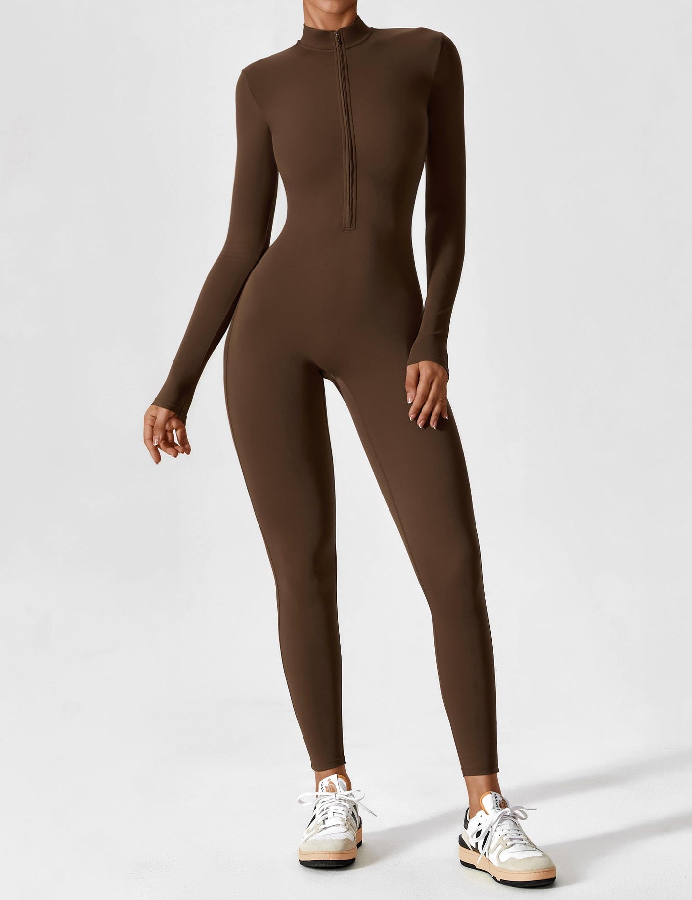 Stefanie - Langarm-Reißverschluss-Jumpsuit