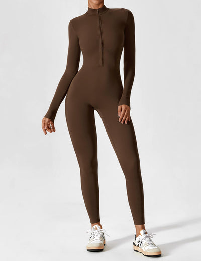 Stefanie - Langarm-Reißverschluss-Jumpsuit