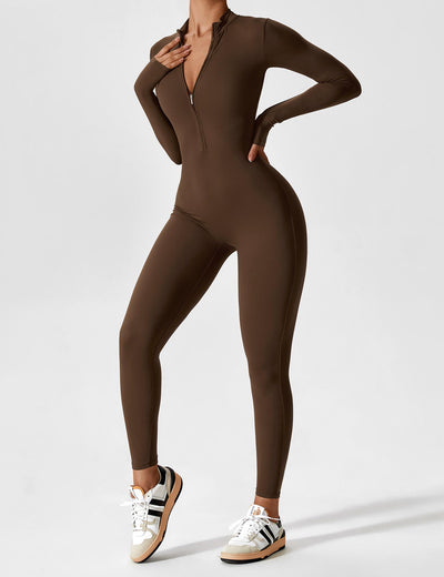 Stefanie - Langarm-Reißverschluss-Jumpsuit