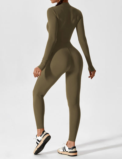 Stefanie - Langarm-Reißverschluss-Jumpsuit