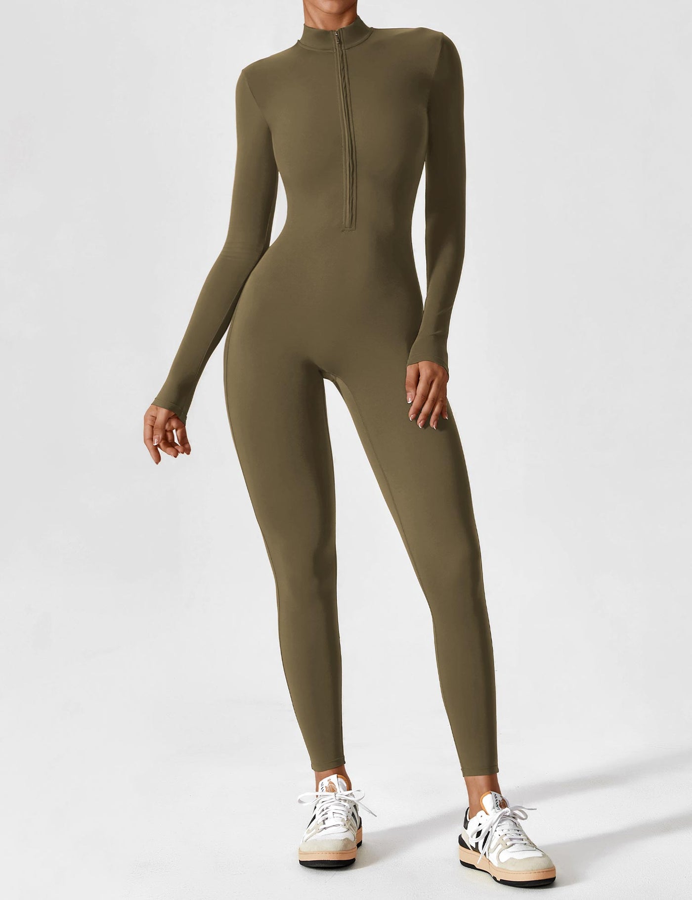Stefanie - Langarm-Reißverschluss-Jumpsuit