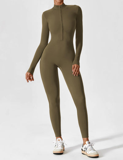 Stefanie - Langarm-Reißverschluss-Jumpsuit