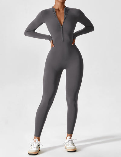 Stefanie - Langarm-Reißverschluss-Jumpsuit