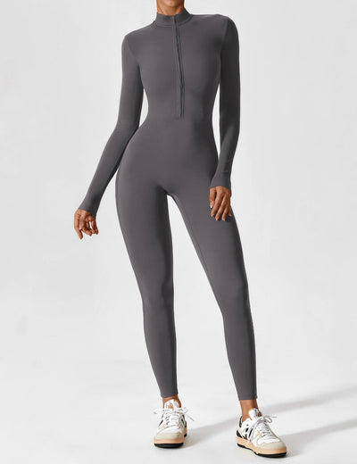 Stefanie - Langarm-Reißverschluss-Jumpsuit
