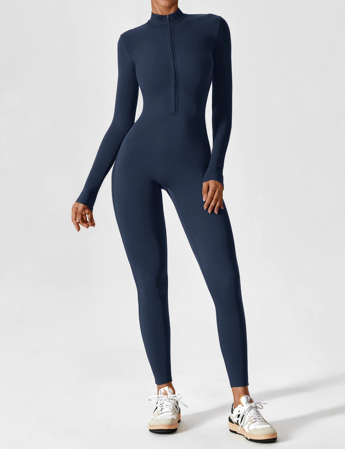 Stefanie - Langarm-Reißverschluss-Jumpsuit