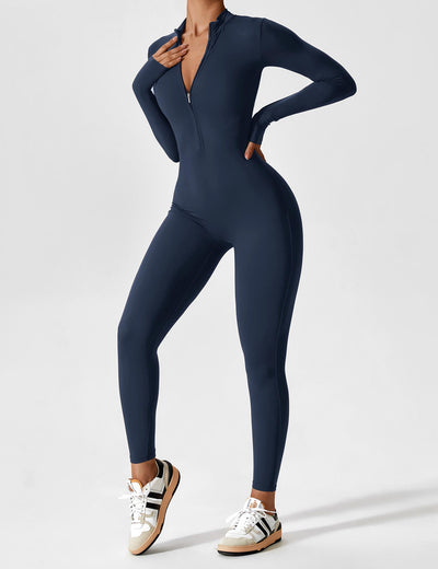 Stefanie - Langarm-Reißverschluss-Jumpsuit