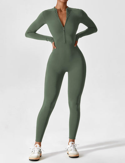 Stefanie - Langarm-Reißverschluss-Jumpsuit
