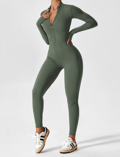 Stefanie - Langarm-Reißverschluss-Jumpsuit