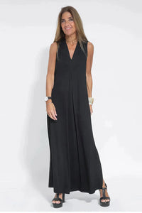 FLORENTINE - ELEGANTES LANGES KLEID MIT STRICKJACKE – Schwarz