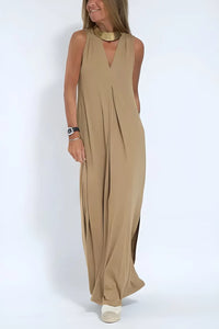 Claire | Elegantes langes Kleid – Braun