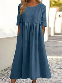 AMIRA - LOCKERES KLEID MIT TASCHEN – Blau
