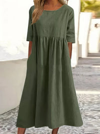 AMIRA - LOCKERES KLEID MIT TASCHEN – Grün