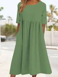 AMIRA - LOCKERES KLEID MIT TASCHEN – Hellgrün