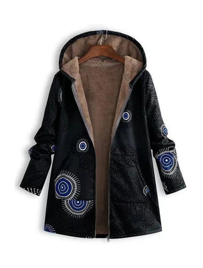 Weich gefütterte Kapuzenjacke für Frauen mit geometrischen Mustern