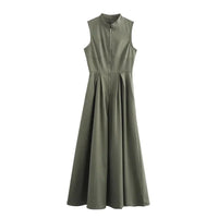 Zaira | Damen Maxikleid A-Linie Elegant Leicht Sommer – Olivgrün