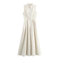 Zaira | Damen Maxikleid A-Linie Elegant Leicht Sommer – Gebrochenes Weiß