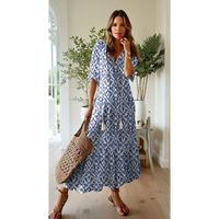 Zarahilde | Damen Maxikleid – Weiß und blau