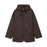 Abbie Kapuzen-Steppjacke mit Kordelzug – Braun
