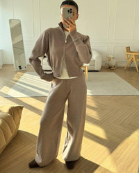Clara | Luxuriöses Strick-Lounge Set für Damen – Braun