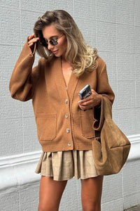 Francesca Vintage Loose Fit Strickjacke – Camel