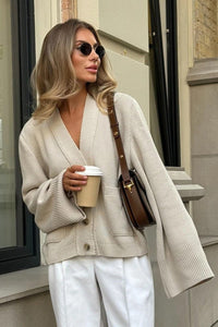 Francesca Vintage Loose Fit Strickjacke – Beige