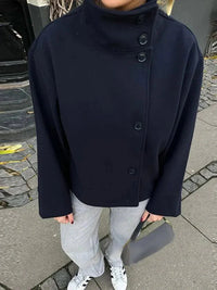 Isabella Elegante Jacke mit Stehkragen – Navyblau