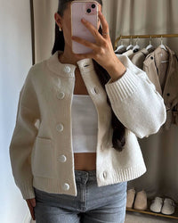 Vanessa Grob gestrickte Strickjacke – Weiß