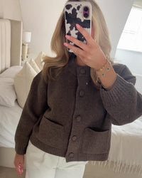 Vanessa Grob gestrickte Strickjacke – Braun