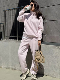 Lila Oversized Trainingsanzug Set – Rosa