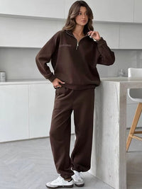 Lila Oversized Trainingsanzug Set – Braun