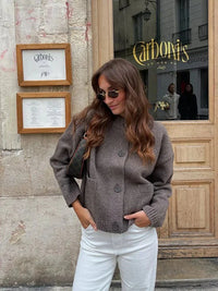 Thea Strick-Cardigan – Grau