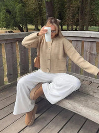 Thea Strick-Cardigan – Beige