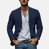 Lorenzio™ | Eleganter Sommerblazer aus leichtem Leinen – Marine